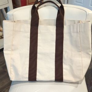 Cream and Brown Leather Totes with Classic Design